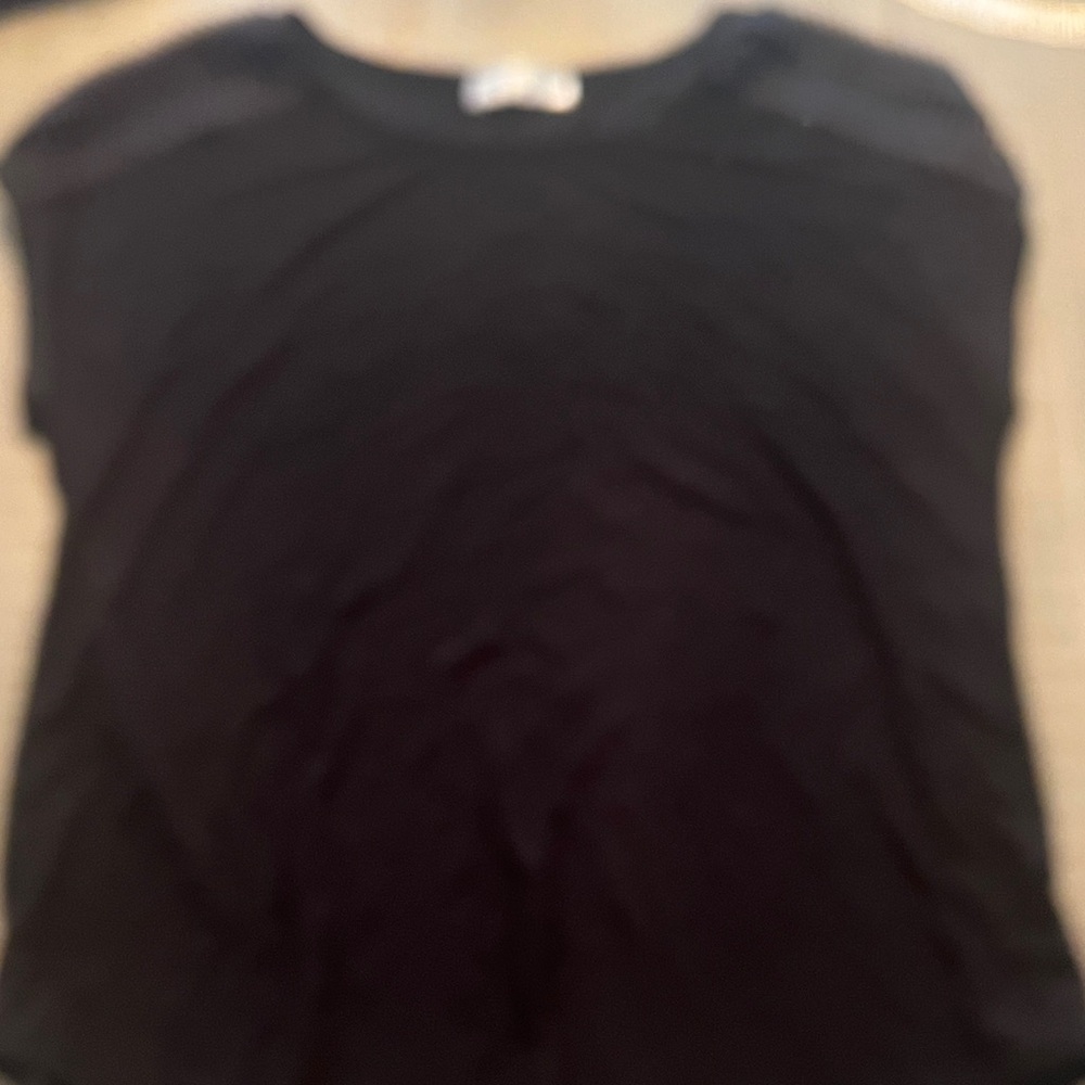 89th + Madison Classic Black Short Sleeve Lace Top, Size Medium